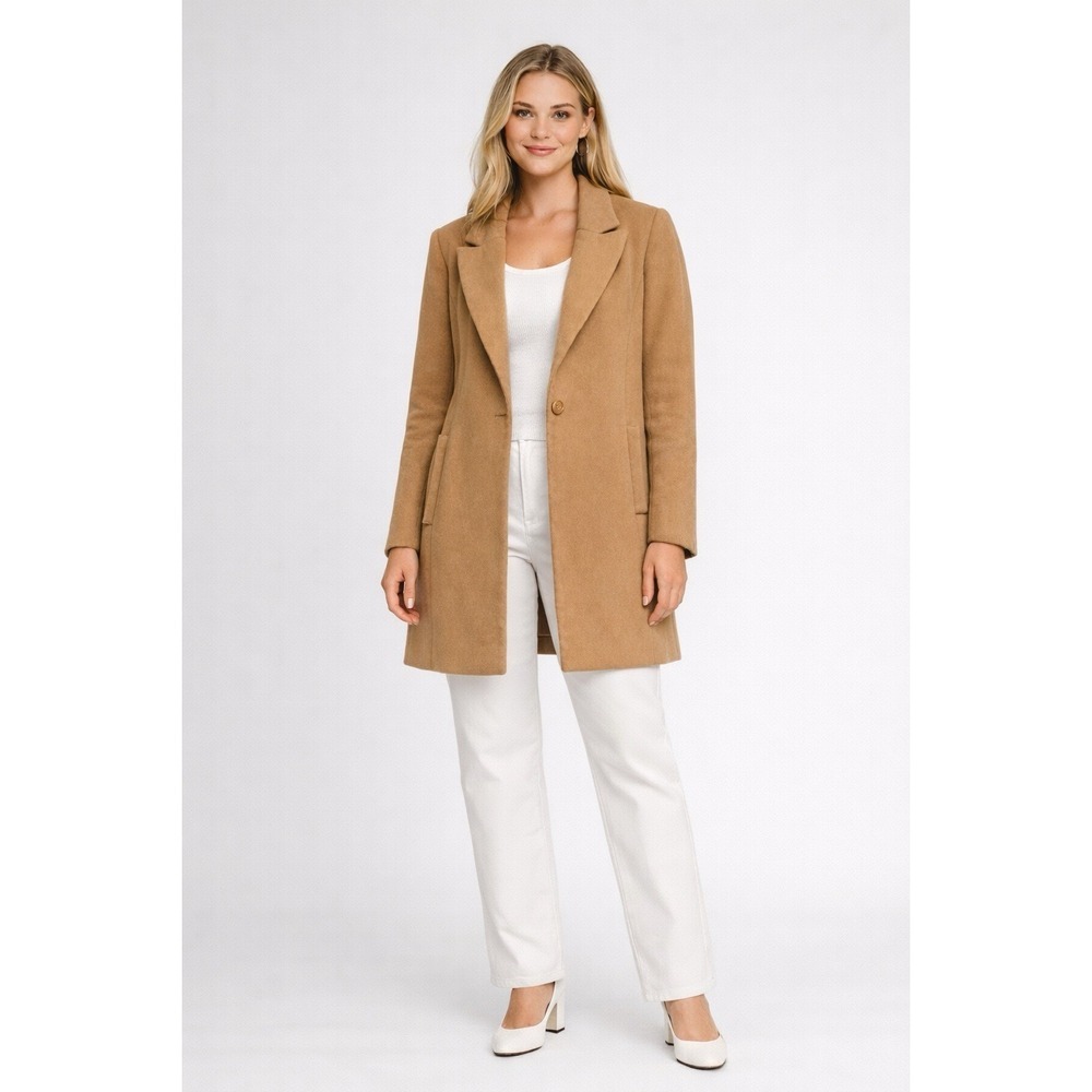 Forever 21 Tan/Camel Single Button Longline Coat Women Size Small S
